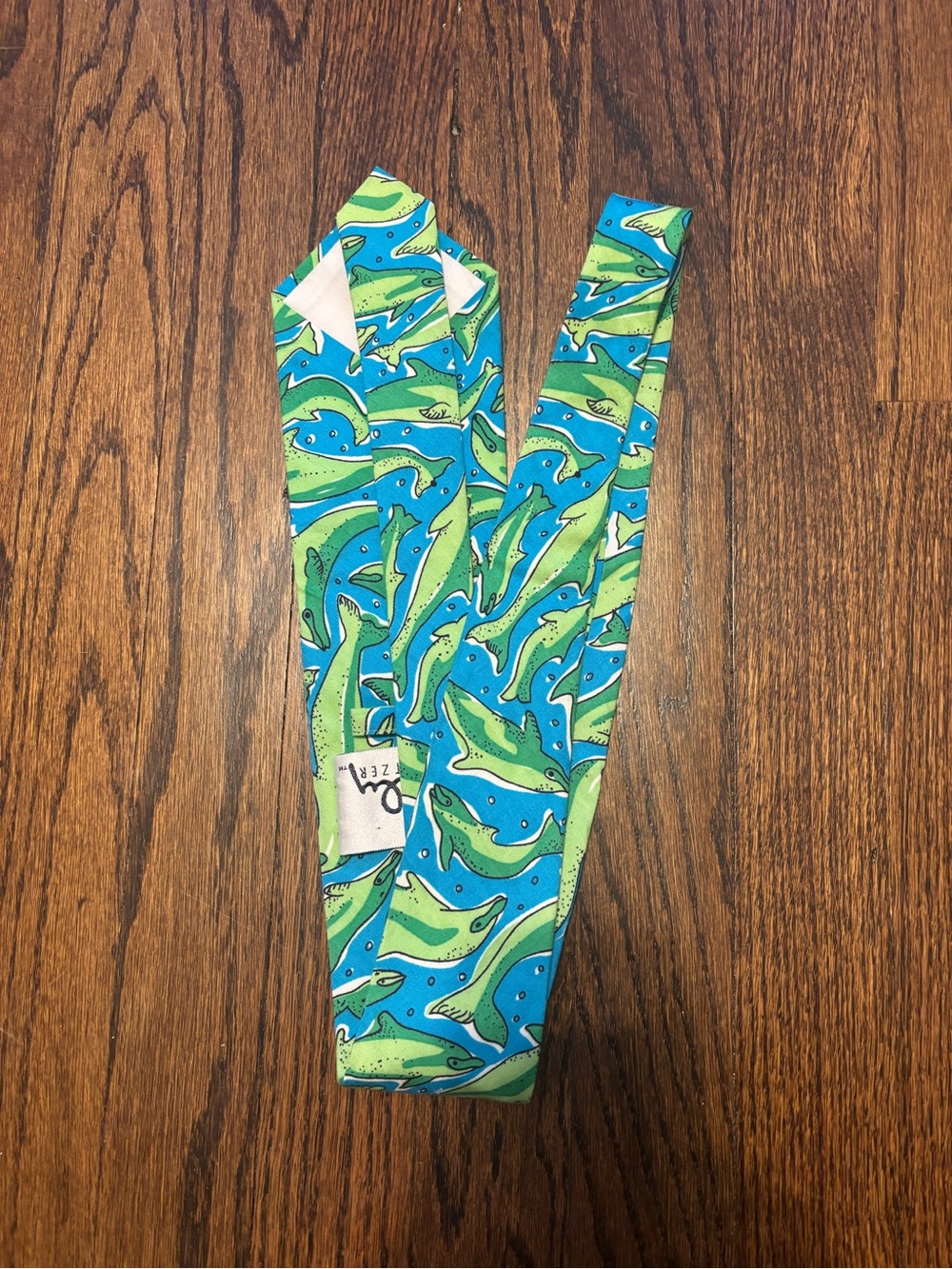 Vintage Lilly Pulitzer Dolphin Cotton Blue Green Eclectic Grandpa Neck Tie